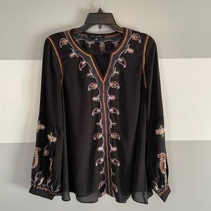 Zac & Rachel Embroidered Black Boho Blouse